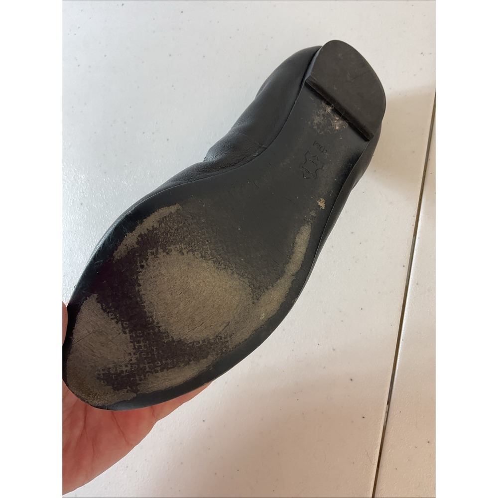 Tory Burch Sedgewick Leather Ballet Flats Gold Medallion Black Size 10 - Picture 8 of 13